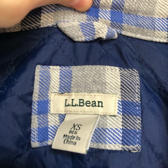 L.L. Bean Shacket Shirt Jacket PrimaLoft Lined Like New Gray Blue White Men’s XS - Picture 3 of 8